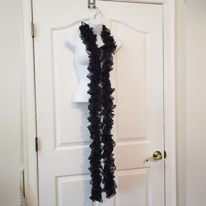 Black Ruffled Scarf
